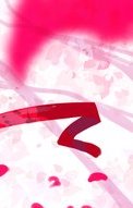 Close up of a bold hand-drawn red arrow over a bright pink and white abstract radial background