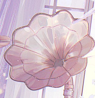 Delicate translucent flower-shaped hand fan resting near a sunlit window with lavender sheer curtains