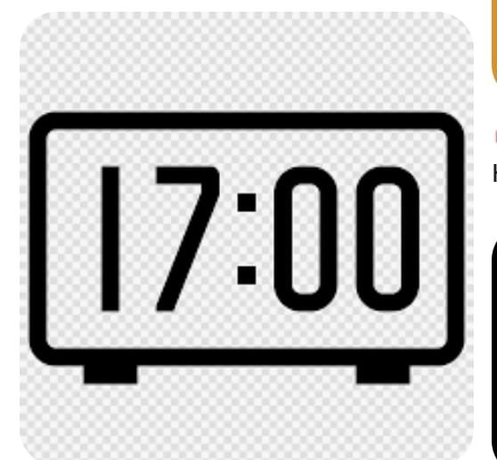 Minimalist black digital desk clock icon displaying 17:00 24-hour time on a transparent background
