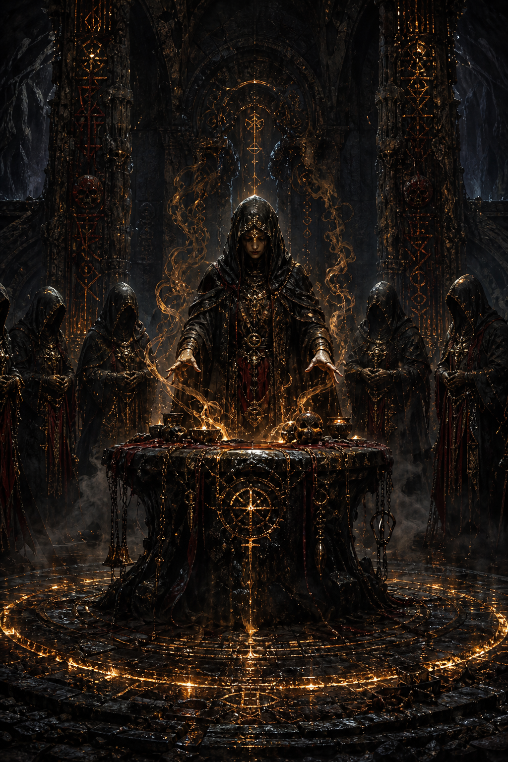 Hooded occult sorcerer holding a candle performs a ritual — AI art by ...