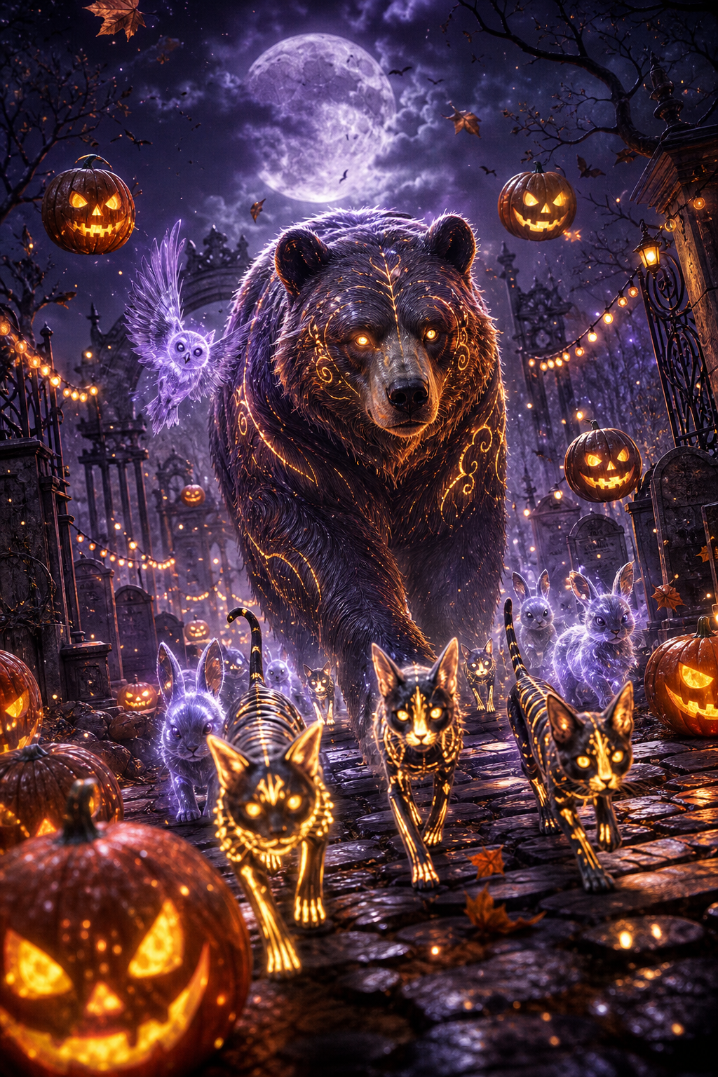 Anthropomorphic rabbit casting magical floating candy — AI art by ...