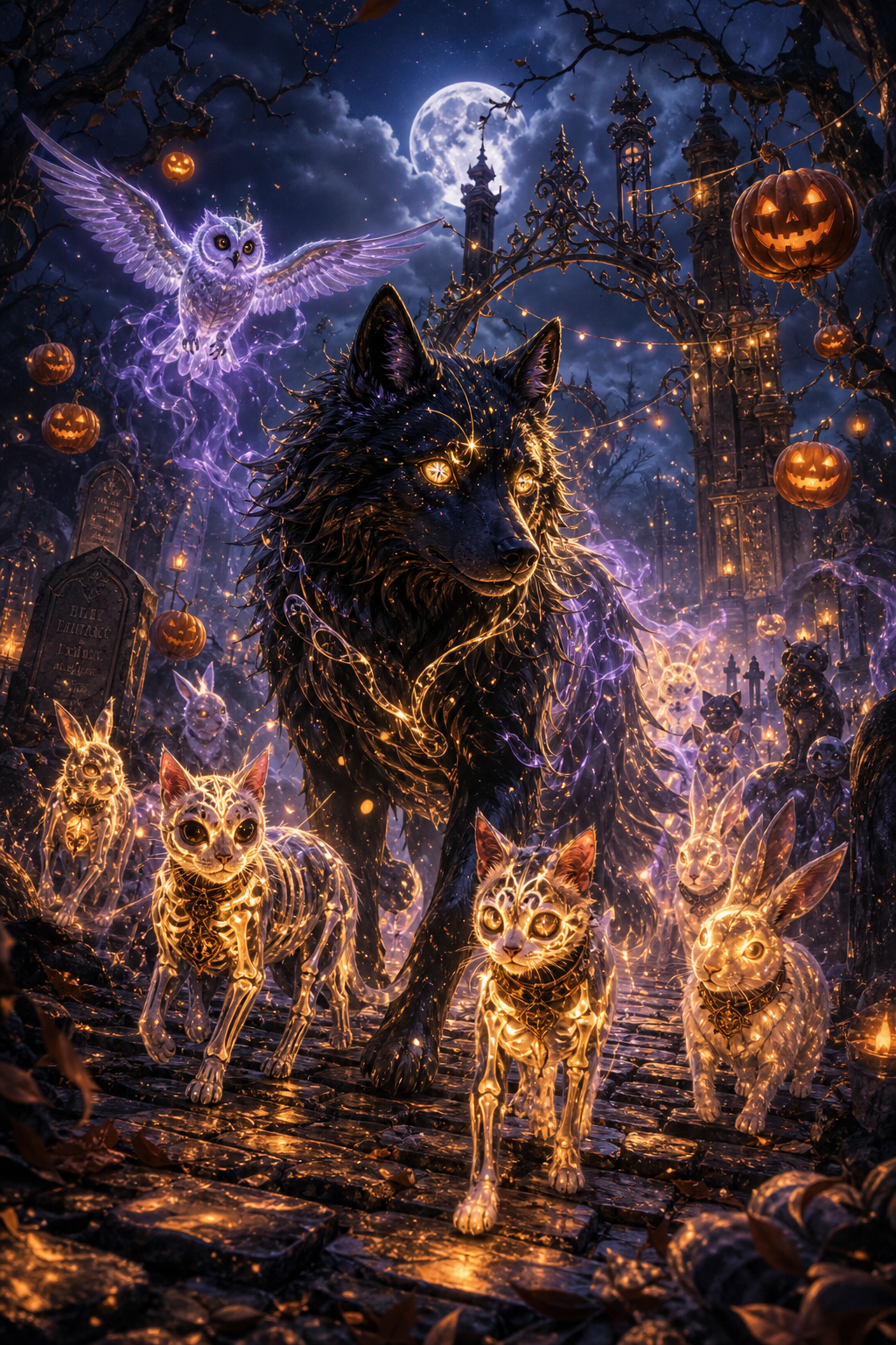Anthropomorphic rabbit casting magical floating candy — AI art by ...