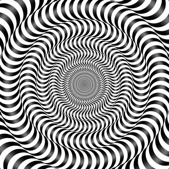 High contrast black and white spiral op art creating a swirling hypnotic optical illusion
