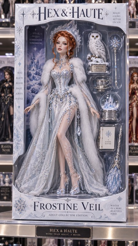 Sealed Hex & Haute Frostine Veil ice queen collector fashion doll with winter accessory set in re...