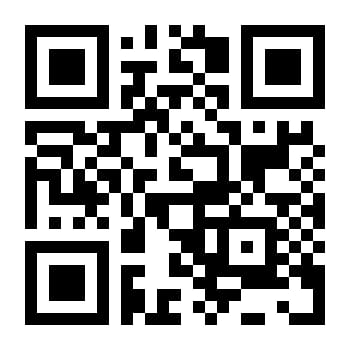 Black and white scannable QR code set against a plain solid white background