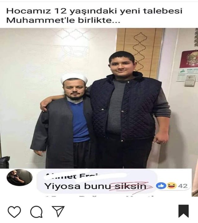 Viral meme photo of a very tall 12 year old student posing next to his much shorter Islamic teacher