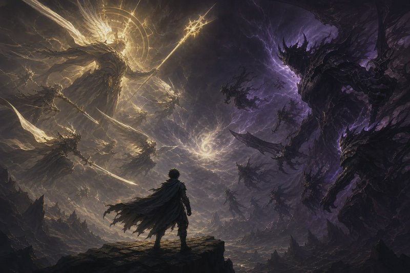 Child Witnessing Cosmic Entities Battle