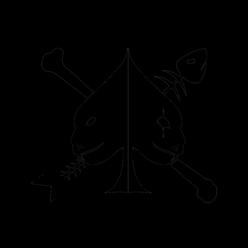 Minimal thin line art of a split ace of spades with mirrored animal faces and crossed bones on a ...