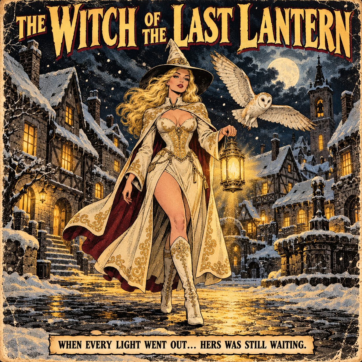 Elegant blonde witch holds a glowing lantern while walking — AI art by ...