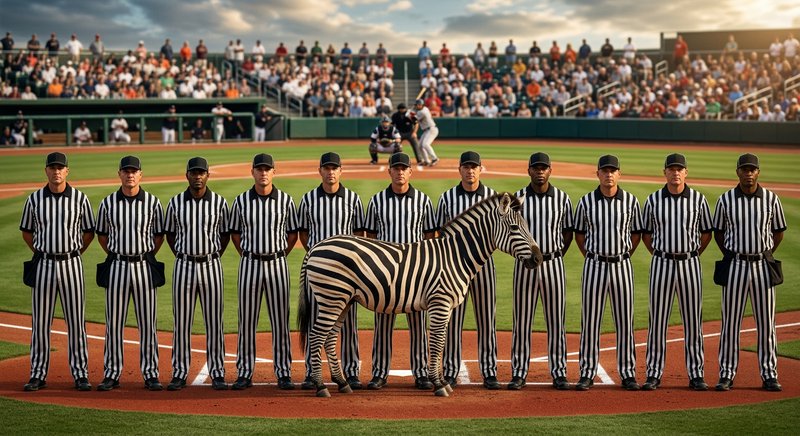 A surreal sports scene shows a zebra on the infiel | charlypalermo on ...