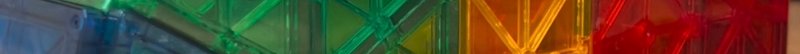 Narrow panoramic abstract of gradient rainbow colored translucent geometric lattice shifting from blue, green, orange to red