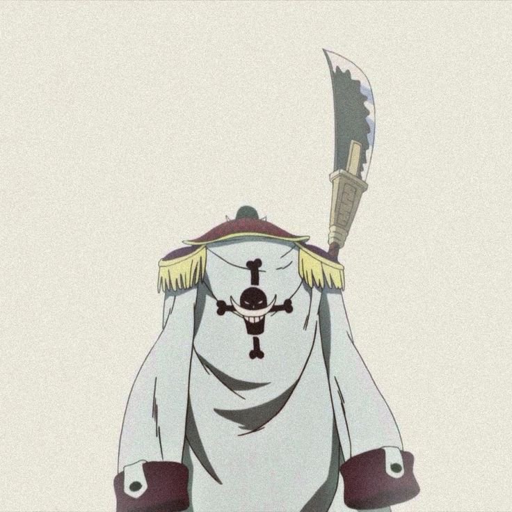 Stylized pirate in a long white coat with skull emblem, yellow epaulettes, and a curved sword on ...