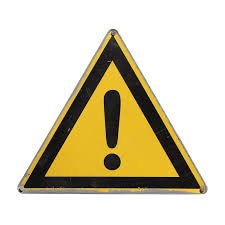 Yellow triangular warning sign with a black exclamation mark.