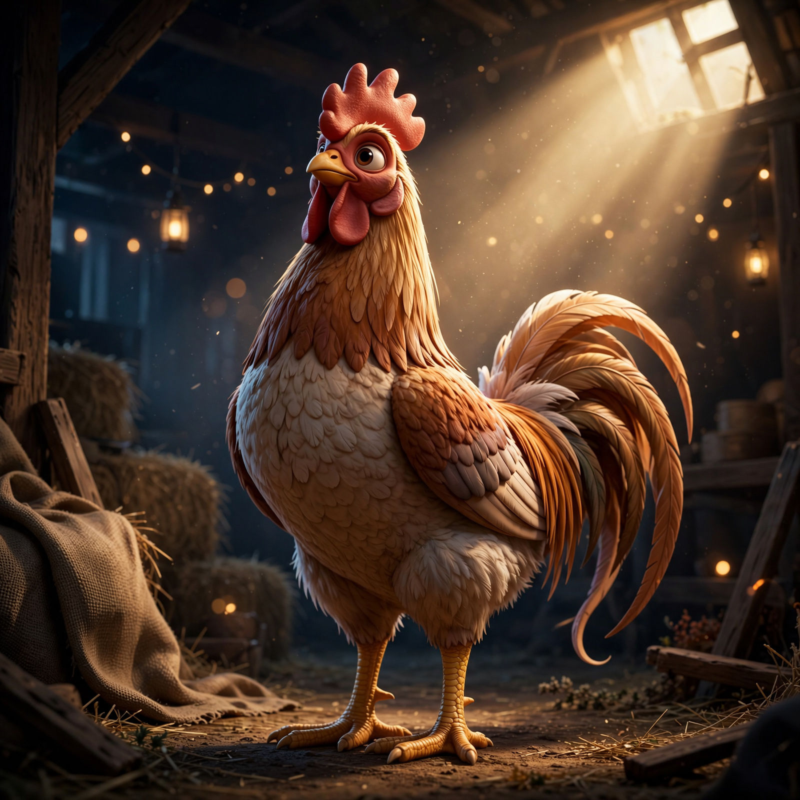 Stylized friendly cartoon rooster — AI art by @justrob | BudgetPixel