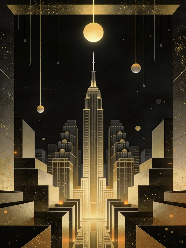 gold moon on a thread / city towers drin