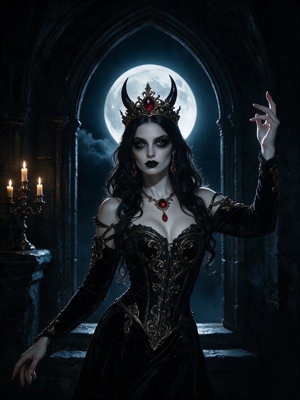 Three candles flicker / Her crown of hor