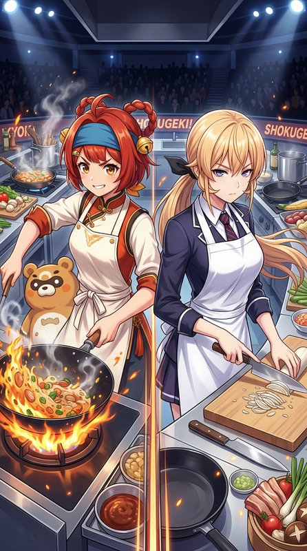An energetic anime-inspired scene features two fem | MrUnick on ...