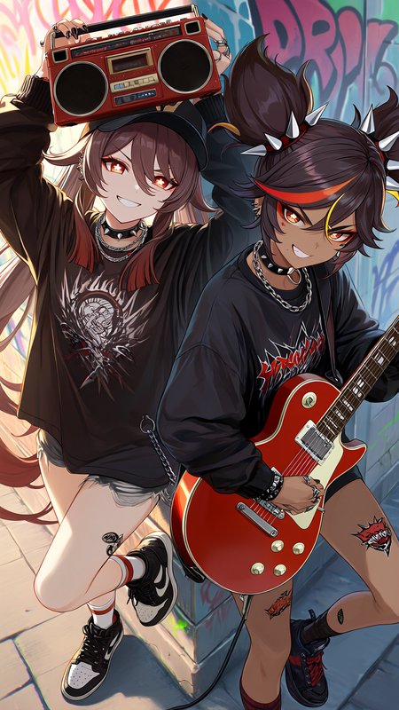A vibrant anime-style duo showcases street punk en | MrUnick on ...