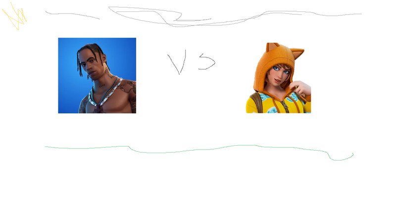Two Fortnite characters facing off: a muscular male with braids on blue background vs a girl in a...