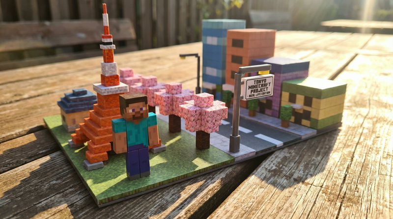 A detailed Minecraft-inspired miniature scene set | thedarkrider on ...