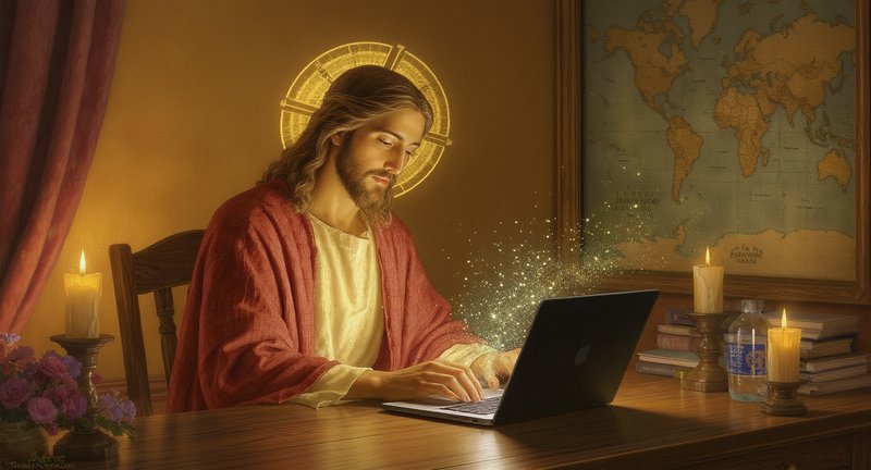 A warm, devotional scene blends sacred imagery wit | archangeltara on ...