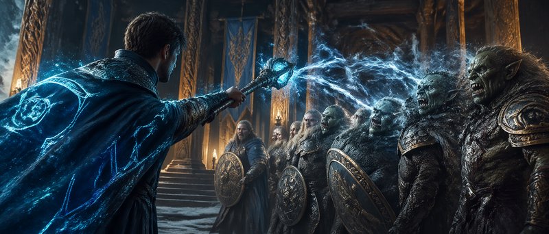 An epic fantasy scene features a cloaked mage unle | archangeltara on ...