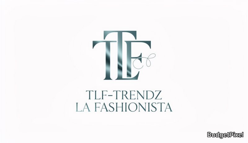 Premium luxury fashion brand logo for TLF-Trendz La Fashionista, soft muted bluish-teal colour palette with subtle satin surface gradient. Clean elevated modern serif typography, paired with a sleek interlocking TLF monogram accented with a tiny delicate silk-thread flourish. Crisp sharp vector edges, balanced symmetrical composition, clean white negative space background. Soft diffused studio key lighting, matte premium finish texture, 8K ultra sharp, professional upscale minimalist fashion brand identity aesthetic, optimized for apparel tags, social media and store signage.