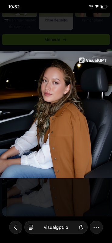 Woman in a car wearing a white blouse and tan jacket, seated in the driver's seat at night.