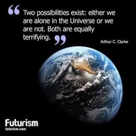 Earth viewed from space with a two-paths quote and Futurism logo.