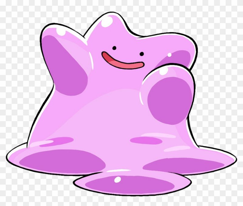 A cute pink slime cartoon with a friendly smile and raised arms on a transparent background.