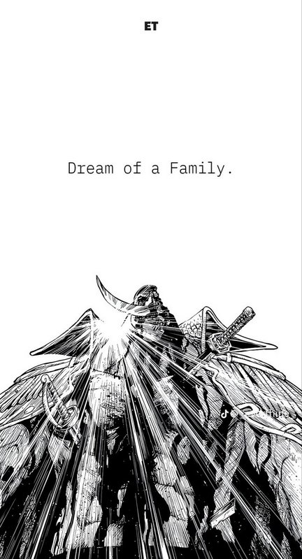 Black-and-white poster showing a winged, armored creature with radiant beams and the caption "Dre...