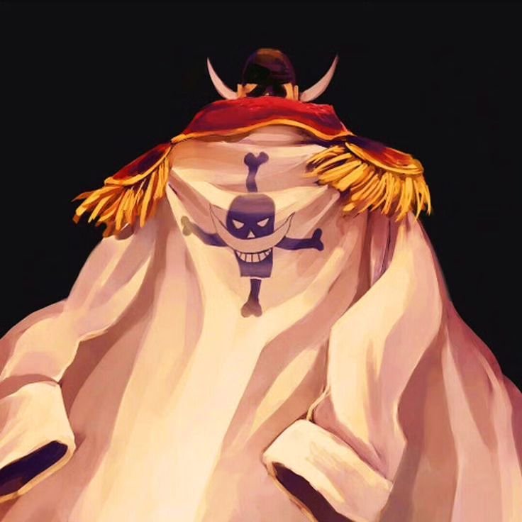 Large white cape with skull and crossbones emblem and gold fringed epaulettes on a dark stage.