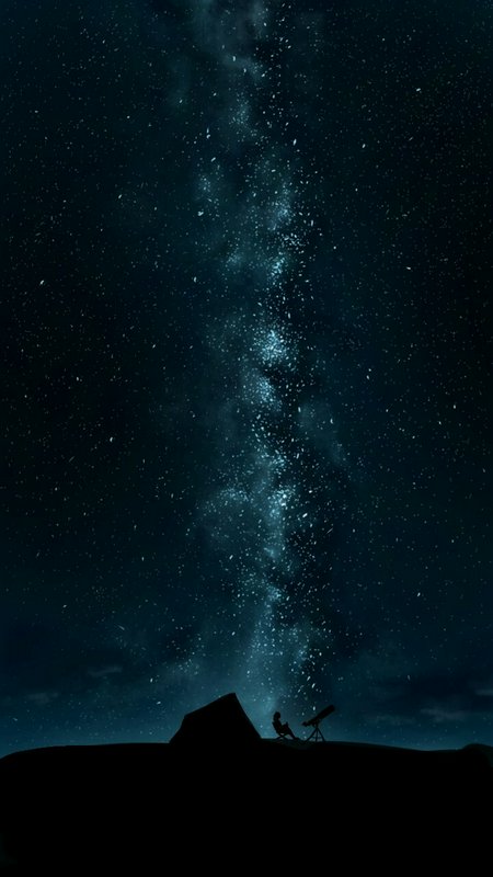 Silhouetted hilltop with a telescope under a starry night sky featuring the Milky Way.