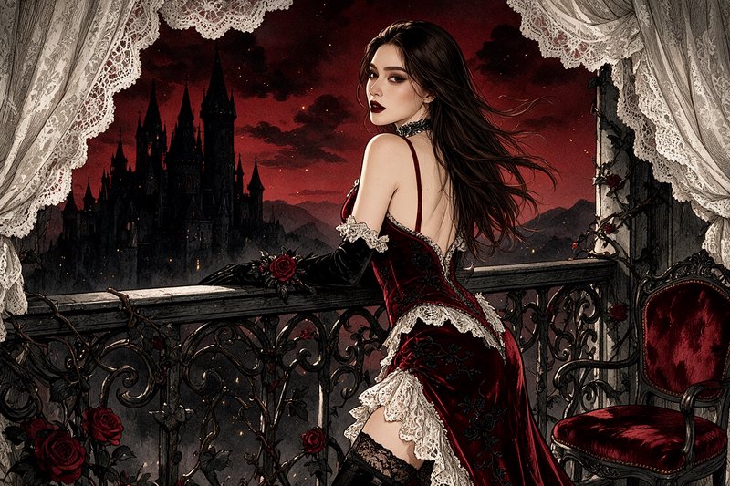 🌹❤️ Gloomglamour: Crimson Nocturne 🌙🍷