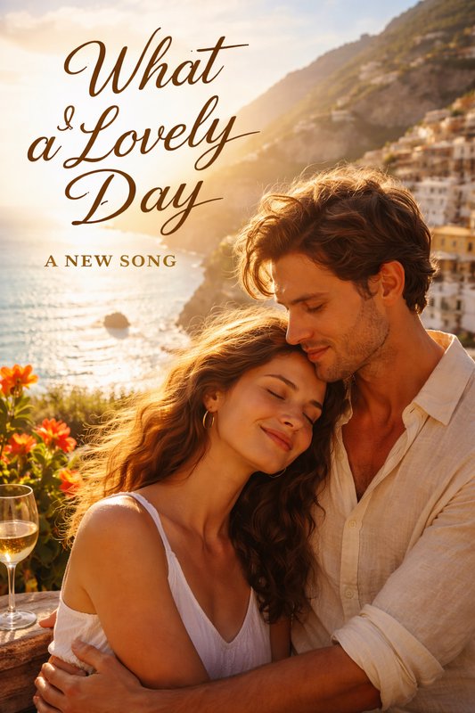 Romantic couple embracing at sunset on a coastal cliff with wine, overlooking the sea.