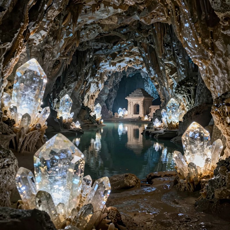 An ethereal underground cavern features towering q | personal042026 on ...
