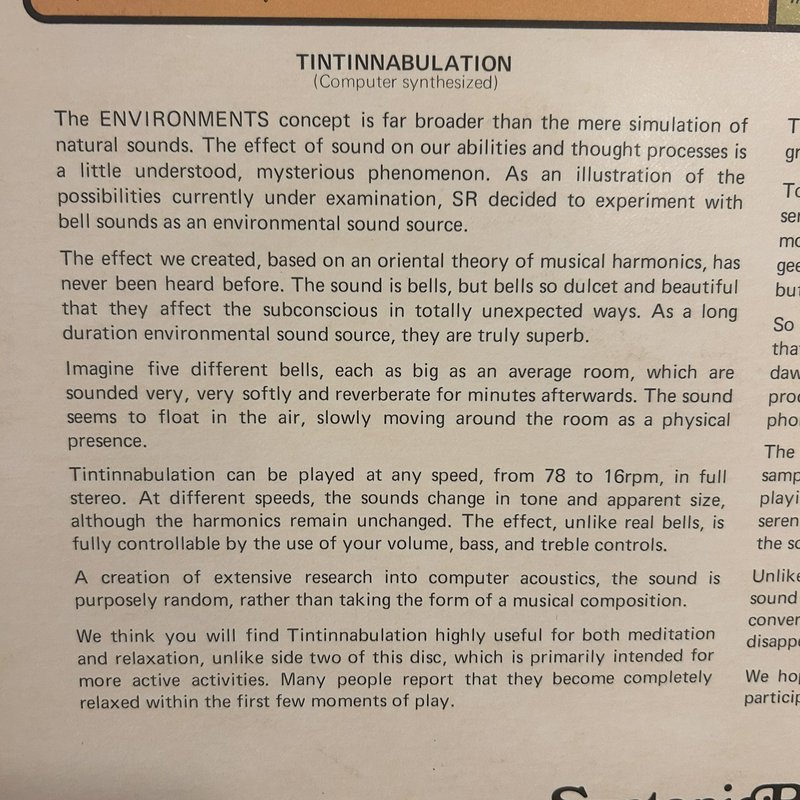 Page of a vintage document about Tintinnabulation and bell sounds, with several paragraphs of des...