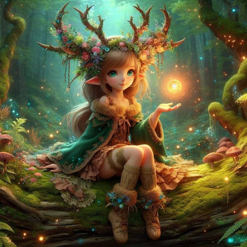 A whimsical fantasy illustration of a young elf-li | anyafoxx on ...