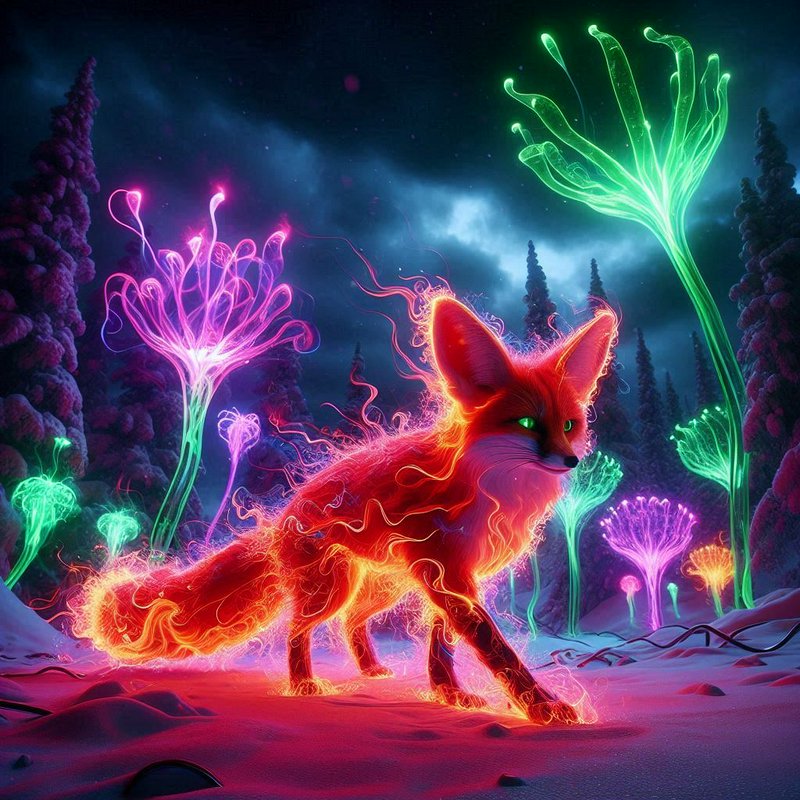 A fantasy night scene featuring a luminescent fox | anyafoxx on ...