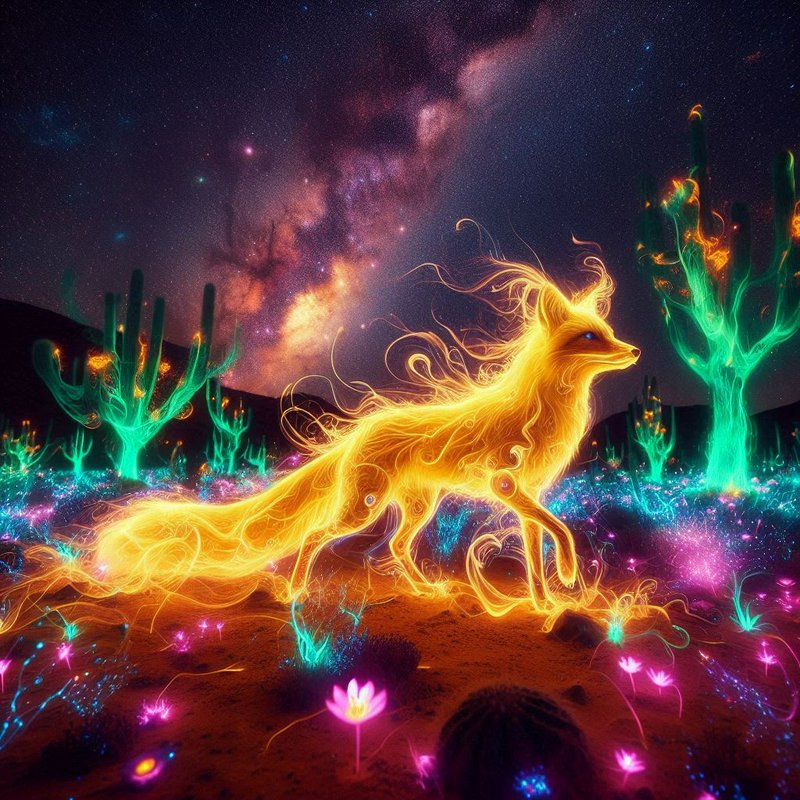 A fantasy night scene featuring a luminescent fox | anyafoxx on ...