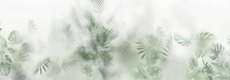 Soft-focused tropical leaves against a bright, pale background.