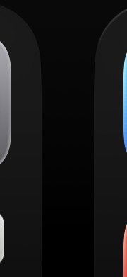 Two vertical rounded capsules with gray and blue-red gradients on a dark background.