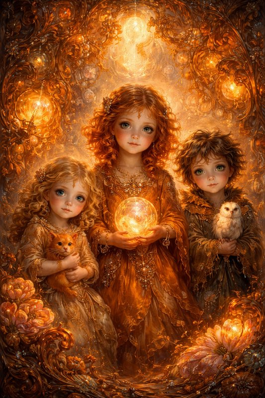 A dreamy fantasy illustration featuring three youn | DavidP on ...