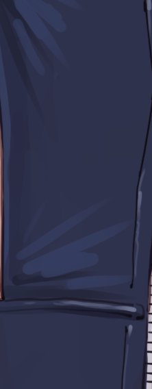 Close-up of navy blue fabric with subtle shading and seam lines, small skin tone visible at the edge.