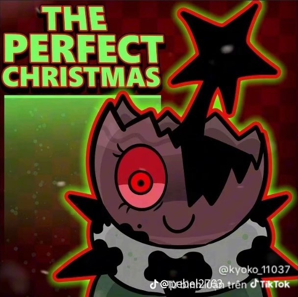 Cartoon spooky creature with a red eye and neon outline beside the text "THE PERFECT CHRISTMAS".