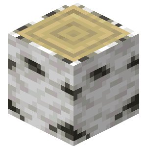 Minecraft-style cubic block with a wooden top and gray stone-like sides.