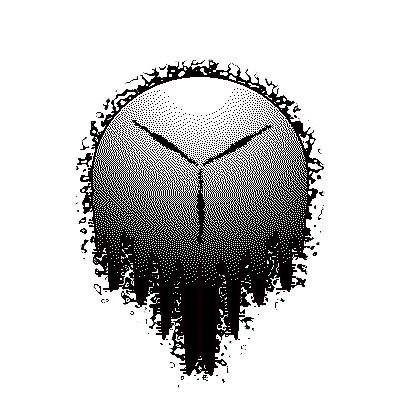 Melting clock illustration with dripping edges in black and white.