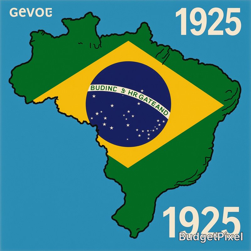 Green silhouette of Brazil with a yellow diamond and blue circle flag on a blue background.
