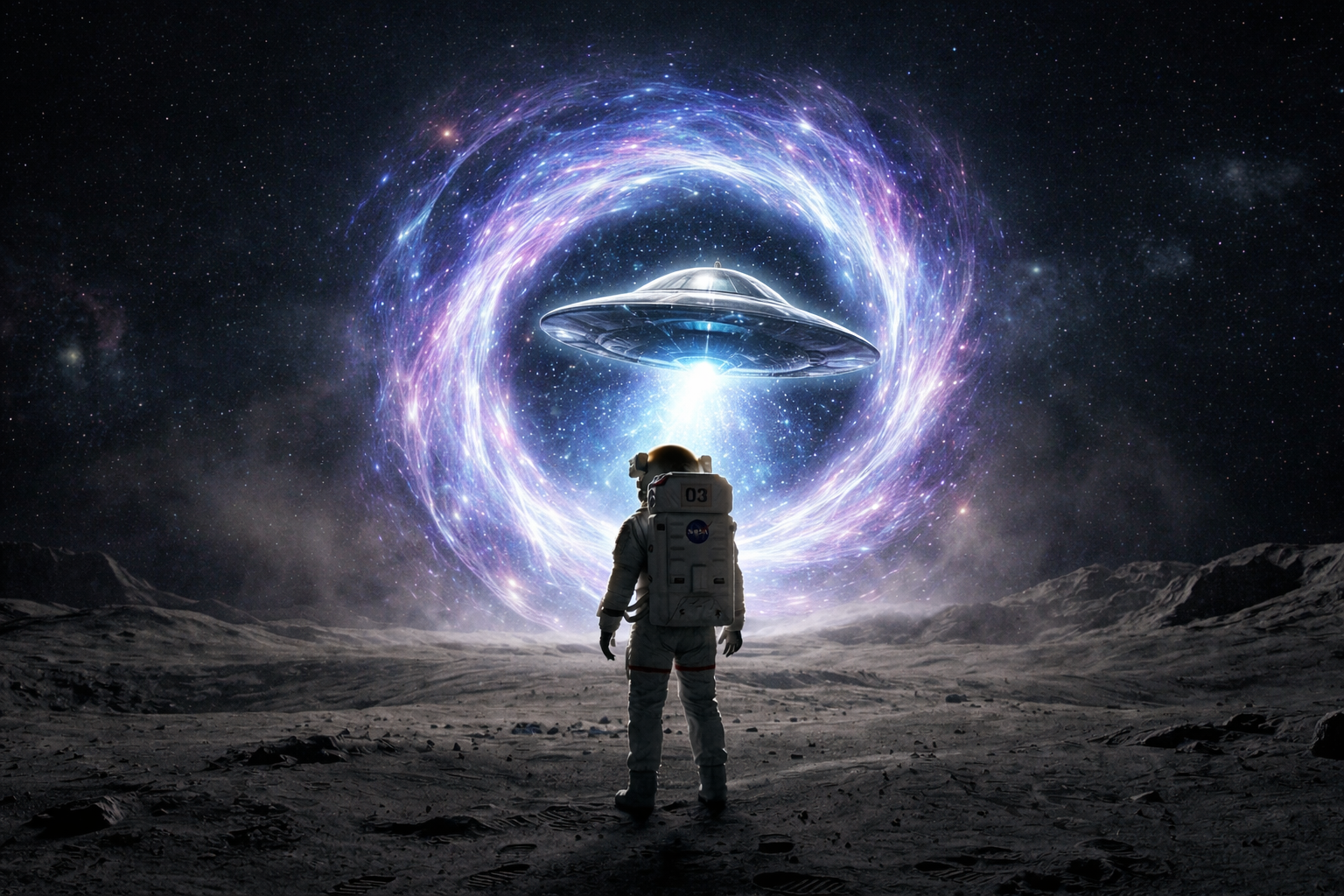 A lone astronaut stands on a rocky extraterrestria | Sealine on BudgetPixel