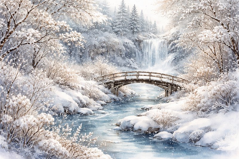 A tranquil winter landscape painting featuring a s | Sealine on ...